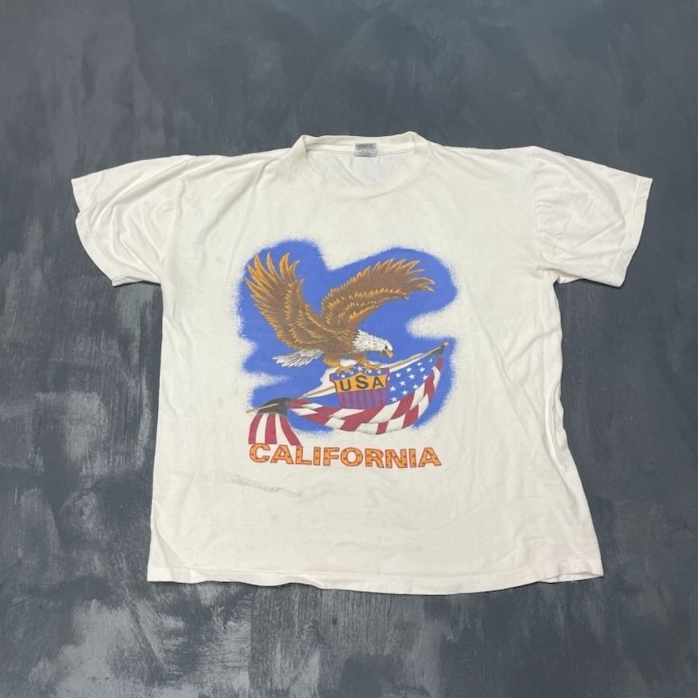 Vintage‎ California eagle shirt mens XL White 1990s flag USA